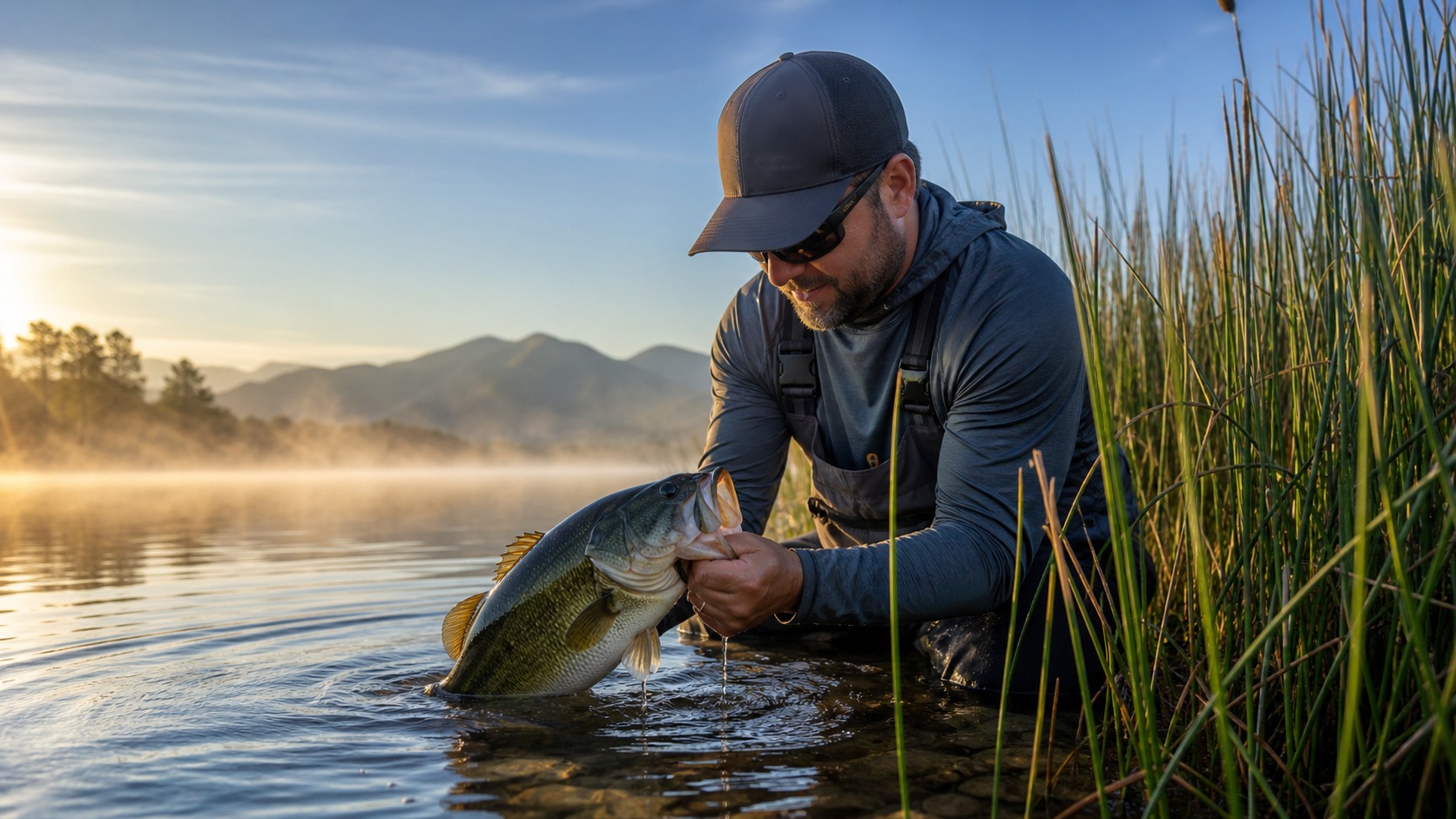 Bass fishing scene for How to Catch largemouth bass: A Complete Angler Guide