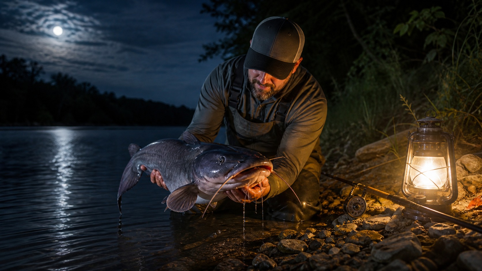 Catfish fishing scene for How to Catch channel catfish: A Complete Angler Guide
