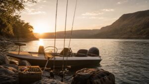 Wide professional fishing scene representing How to Choose a Charter for Africa's Legendary Fishing Lakes