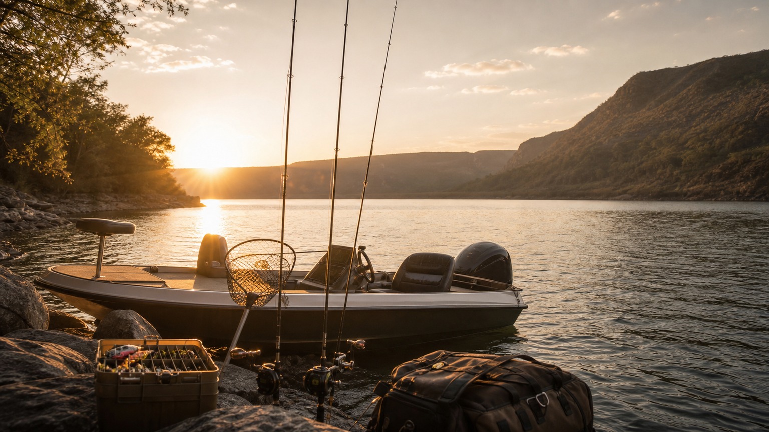 Wide professional fishing scene representing How to Choose a Charter for Africa's Legendary Fishing Lakes